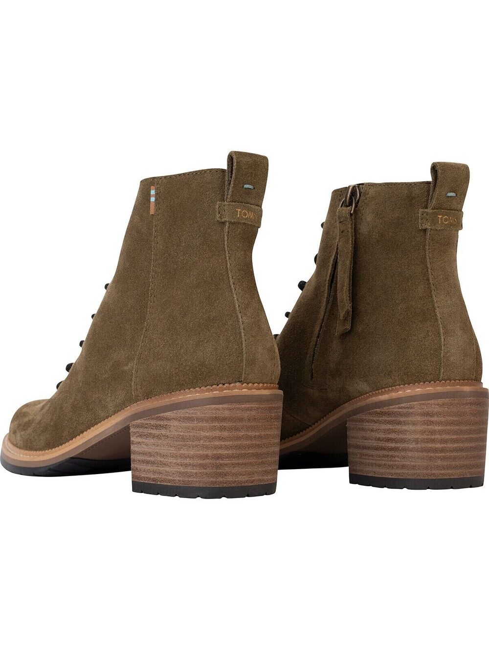 TOMS Finn Boots Olive Green Suede Lace and Zipper Closure Size 9 - Picture 4 of 9